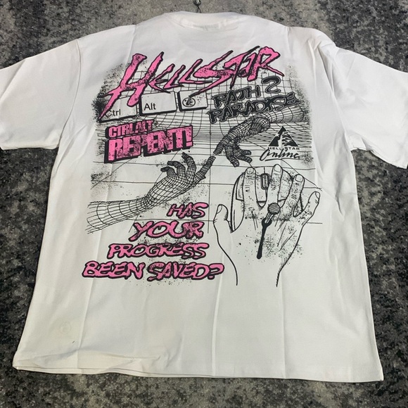 Hellstar Online Progress White T-Shirt Men’s Size Large - Picture 2 of 2